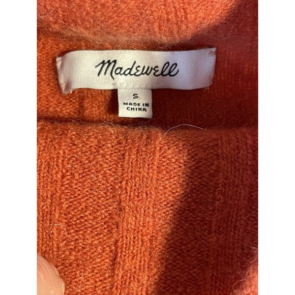Madewell Sweater Size Small Rusty Red Mock Neck Ribbed Style AF506 Wool Alpaca - Picture 2 of 9